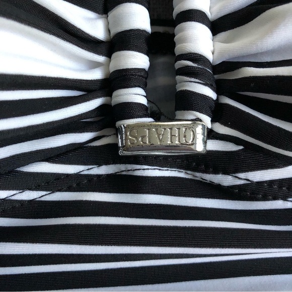 Chaps Bathing Suit Swim Tankini Top Black & White stripes Beach Vacation Summer - Picture 5 of 12